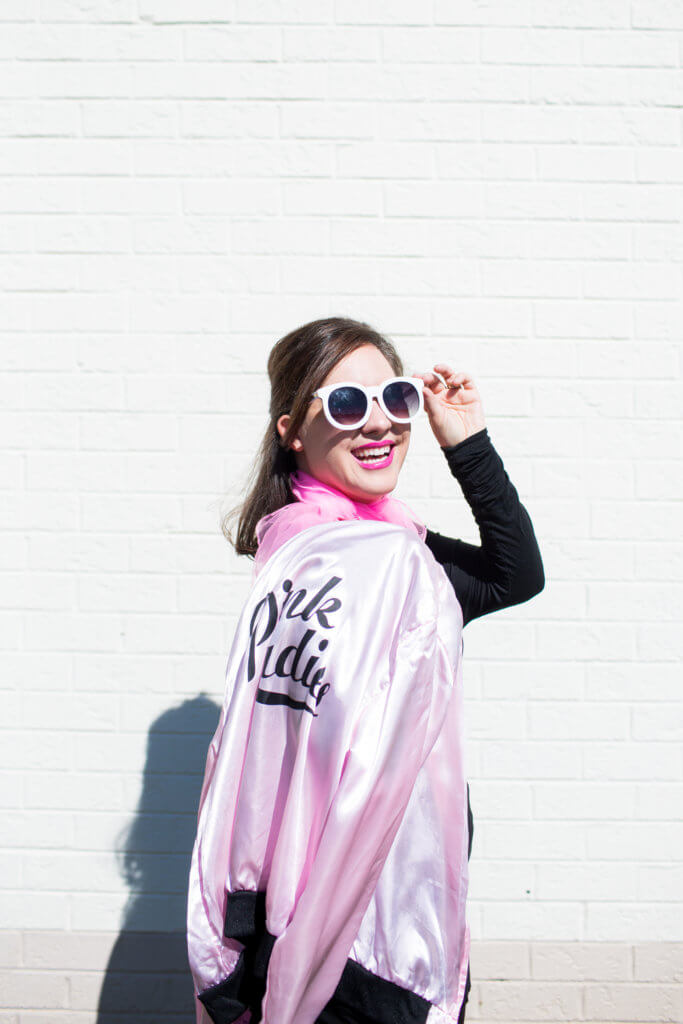 A Simple Modest Pink Lady Halloween Costume perfect for your day at the office